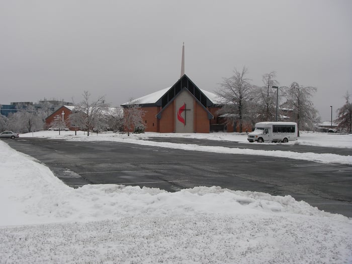 a clean church parking lot