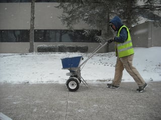 Deicing salt being applied