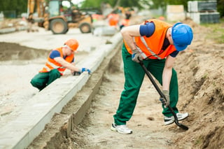 Construction workers causing turf damage